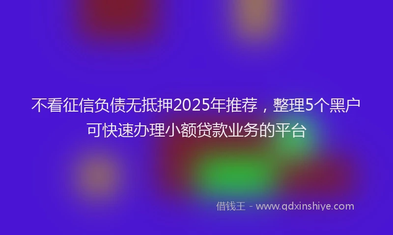不看征信负债无抵押2025年推荐,整理5个黑户可快速办理小额贷款业务的平台