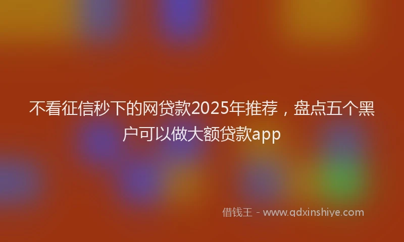 不看征信秒下的网贷款2025年推荐，盘点五个黑户可以做大额贷款app