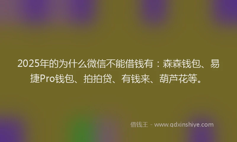 2025年的为什么微信不能借钱有：森森钱包、易捷Pro钱包、拍拍贷、有钱来、葫芦花等。