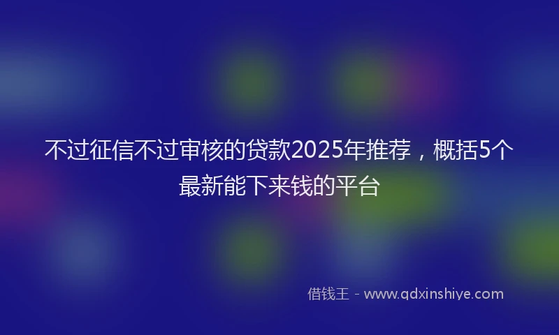 不过征信不过审核的贷款2025年推荐，概括5个最新能下来钱的平台