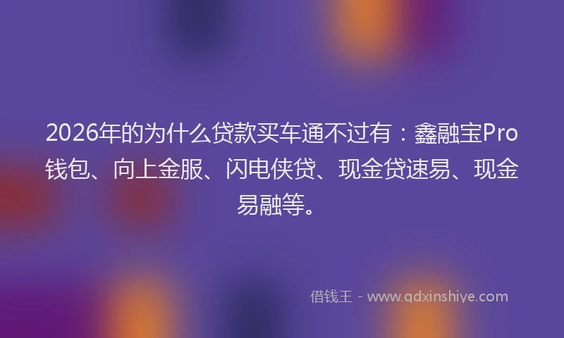 2026年的为什么贷款买车通不过有：鑫融宝Pro钱包、向上金服、闪电侠贷、现金贷速易、现金易融等。