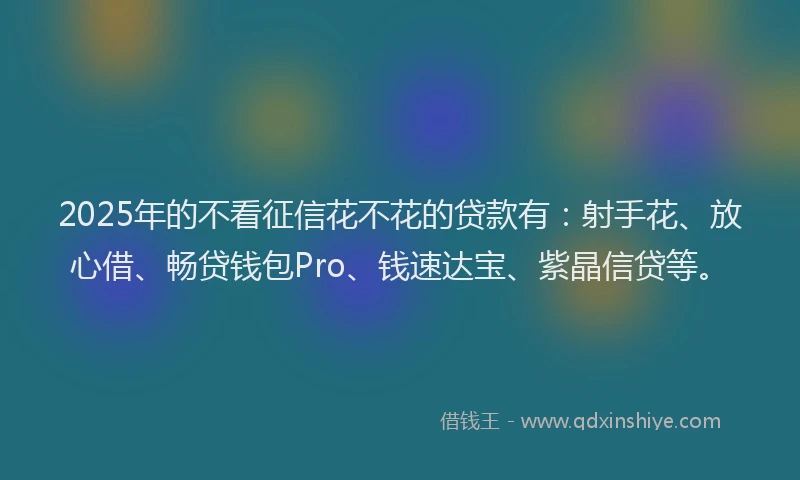 2025年的不看征信花不花的贷款有：射手花、放心借、畅贷钱包Pro、钱速达宝、紫晶信贷等。
