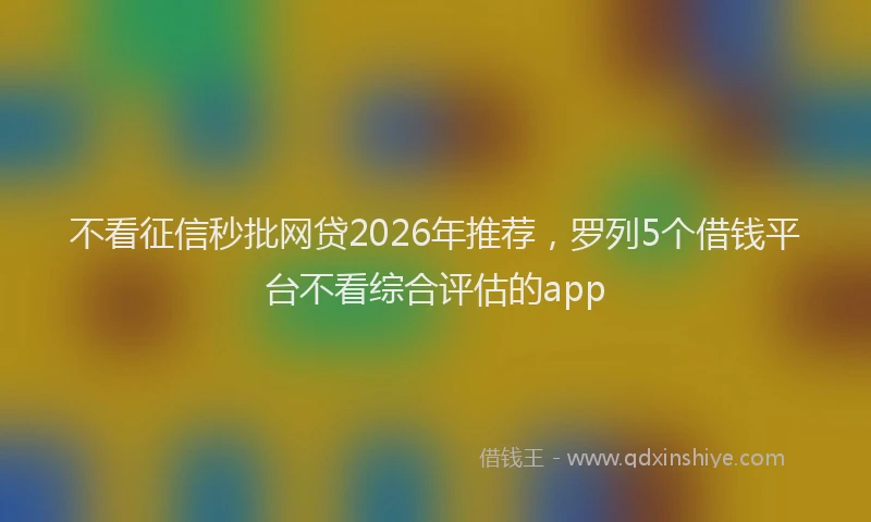 不看征信秒批网贷2026年推荐，罗列5个借钱平台不看综合评估的app
