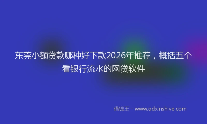 东莞小额贷款哪种好下款2026年推荐，概括五个看银行流水的网贷软件