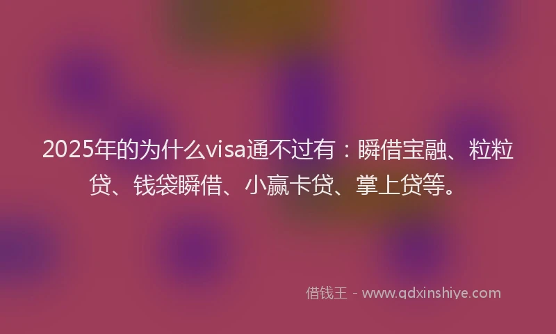 2025年的为什么visa通不过有：瞬借宝融、粒粒贷、钱袋瞬借、小赢卡贷、掌上贷等。