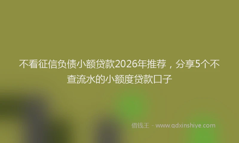 不看征信负债小额贷款2026年推荐,分享5个不查流水的小额度贷款口子