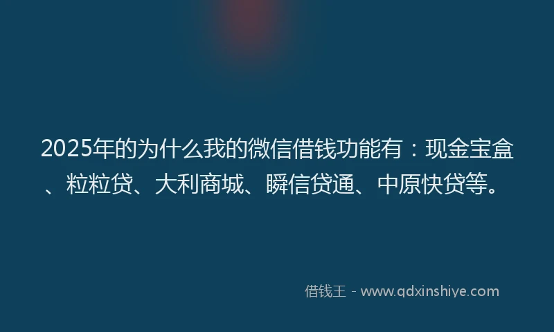 2025年的为什么我的微信借钱功能有:现金宝盒、粒粒贷、大利商城、瞬信贷通、中原快贷等。