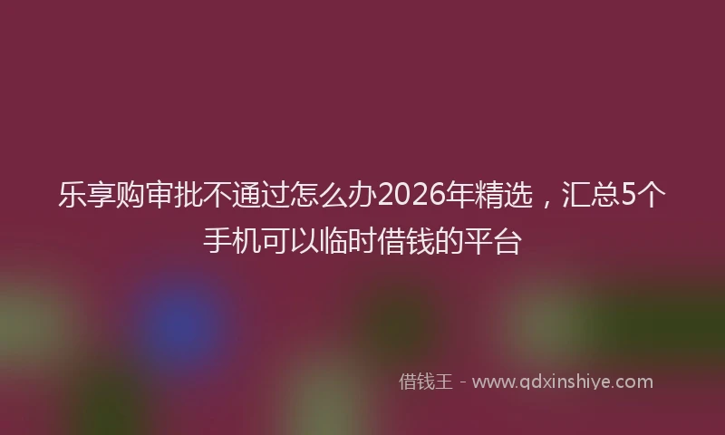 乐享购审批不通过怎么办2026年精选，汇总5个手机可以临时借钱的平台