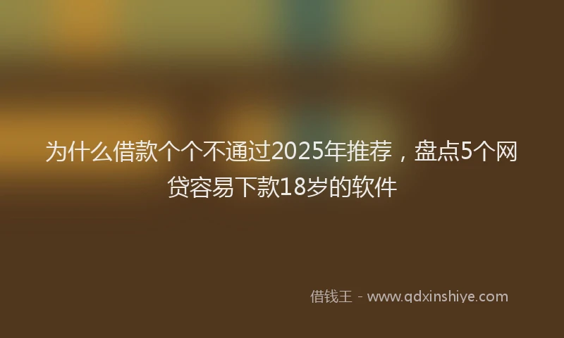 为什么借款个个不通过2025年推荐,盘点5个网贷容易下款18岁的软件