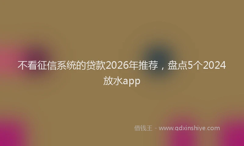 不看征信系统的贷款2026年推荐，盘点5个2024放水app