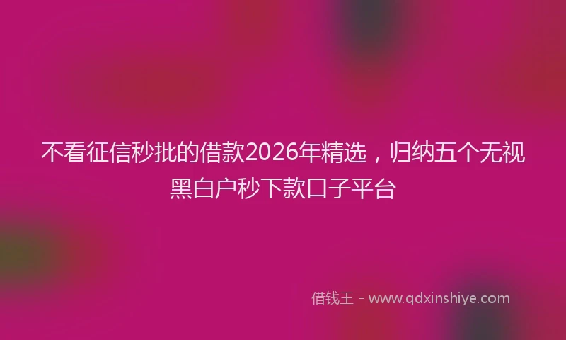 不看征信秒批的借款2026年精选，归纳五个无视黑白户秒下款口子平台