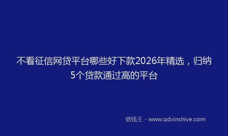 不看征信网贷平台哪些好下款2026年精选，归纳5个贷款通过高的平台