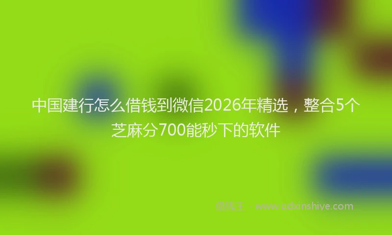 中国建行怎么借钱到微信2026年精选，整合5个芝麻分700能秒下的软件