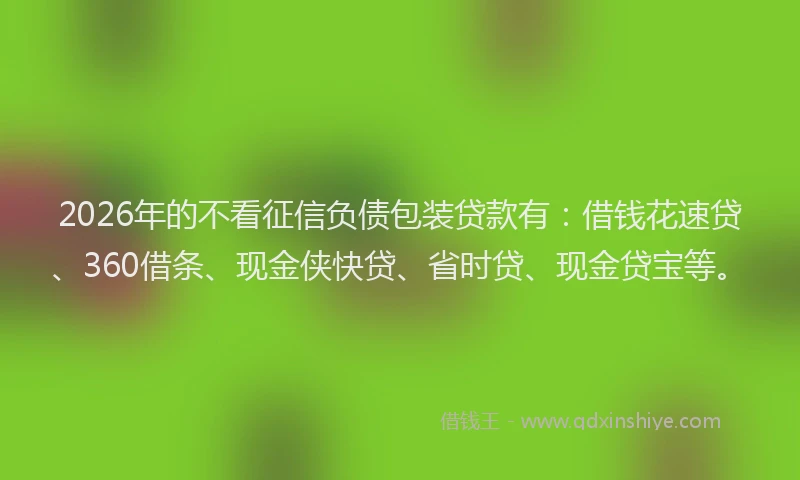2026年的不看征信负债包装贷款有:借钱花速贷、360借条、现金侠快贷、省时贷、现金贷宝等。