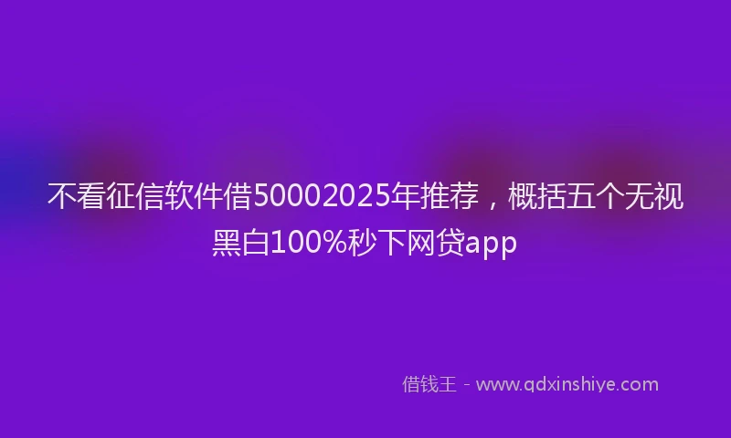 不看征信软件借50002025年推荐，概括五个无视黑白100%秒下网贷app