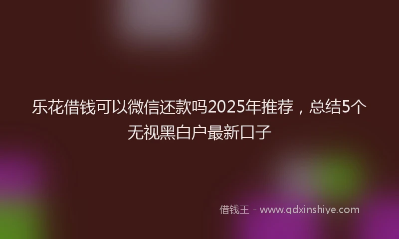 乐花借钱可以微信还款吗2025年推荐，总结5个无视黑白户最新口子