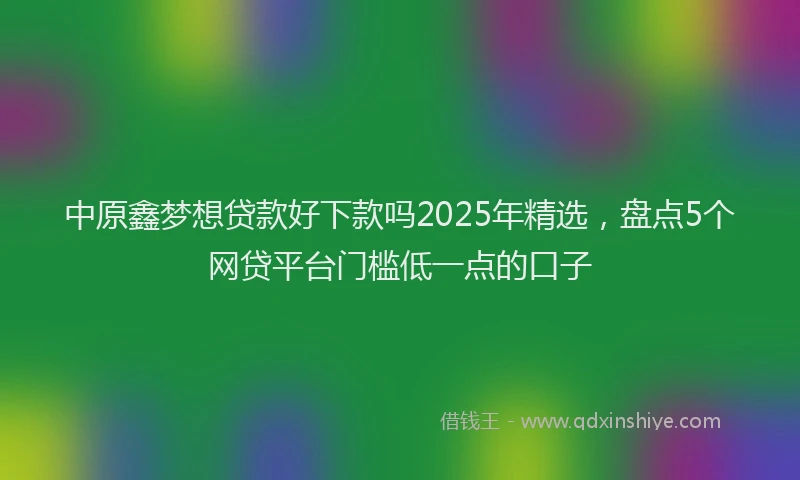 中原鑫梦想贷款好下款吗2025年精选，盘点5个网贷平台门槛低一点的口子