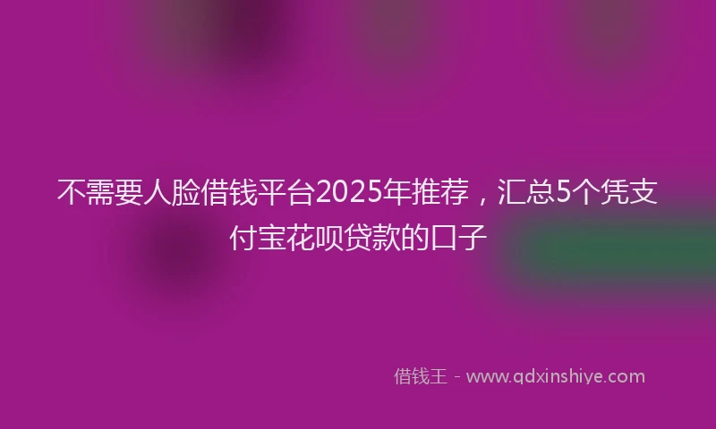 不需要人脸借钱平台2025年推荐,汇总5个凭支付宝花呗贷款的口子