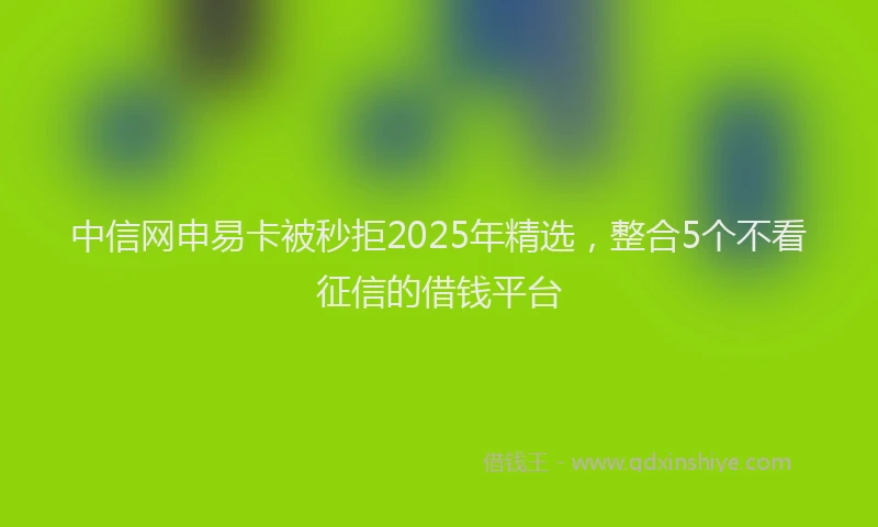 中信网申易卡被秒拒2025年精选，整合5个不看征信的借钱平台