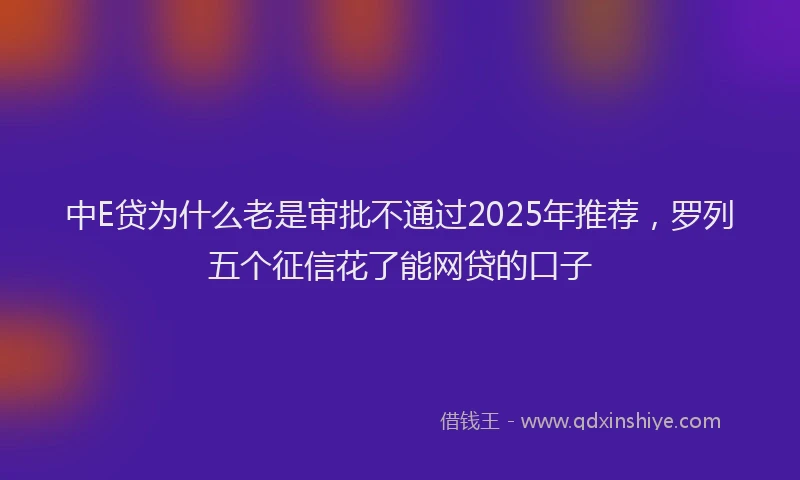 中E贷为什么老是审批不通过2025年推荐，罗列五个征信花了能网贷的口子