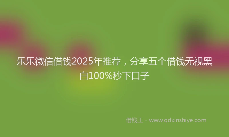 乐乐微信借钱2025年推荐，分享五个借钱无视黑白100%秒下口子