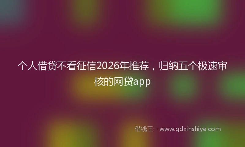 个人借贷不看征信2026年推荐，归纳五个极速审核的网贷app