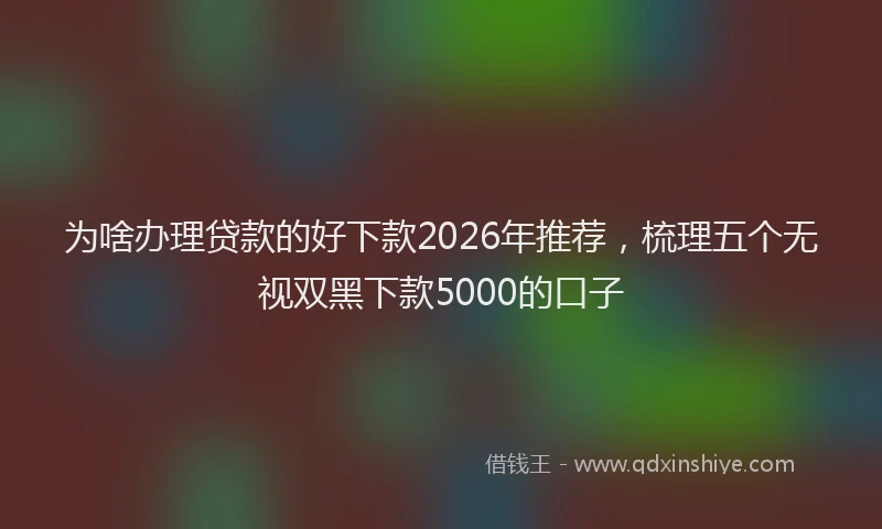 为啥办理贷款的好下款2026年推荐，梳理五个无视双黑下款5000的口子