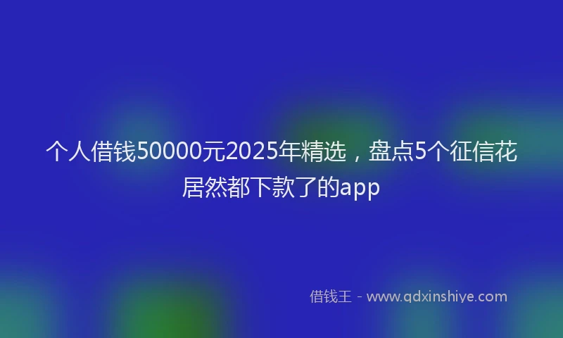 个人借钱50000元2025年精选，盘点5个征信花居然都下款了的app