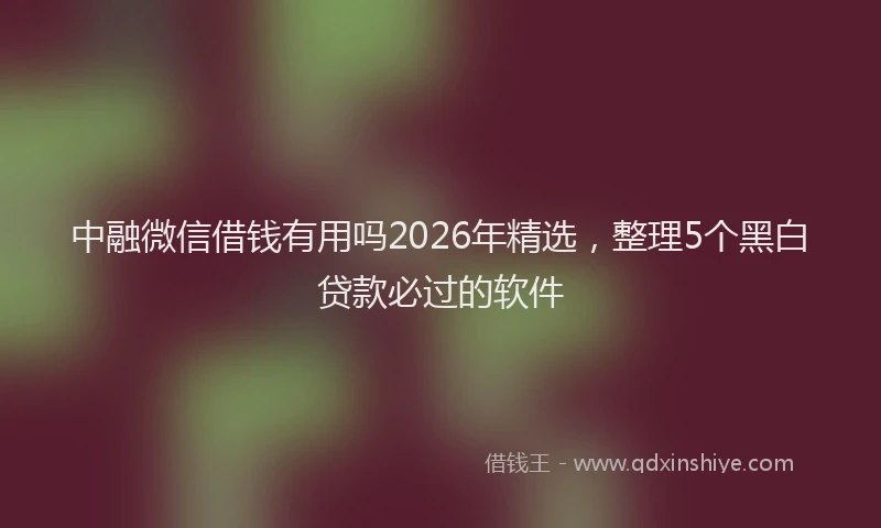 中融微信借钱有用吗2026年精选,整理5个黑白贷款必过的软件