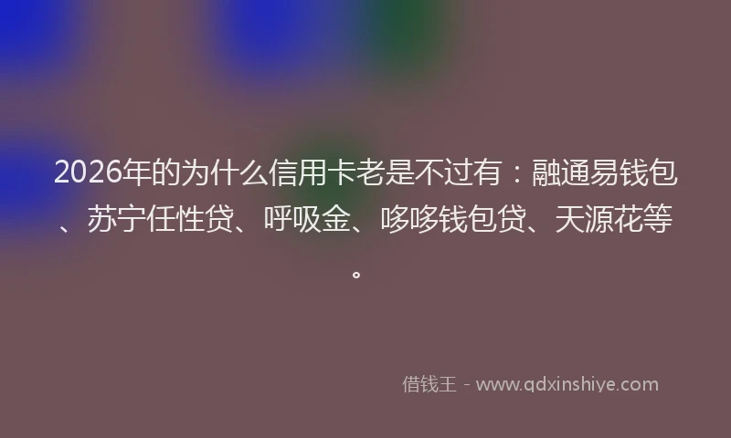 2026年的为什么信用卡老是不过有:融通易钱包、苏宁任性贷、呼吸金、哆哆钱包贷、天源花等。