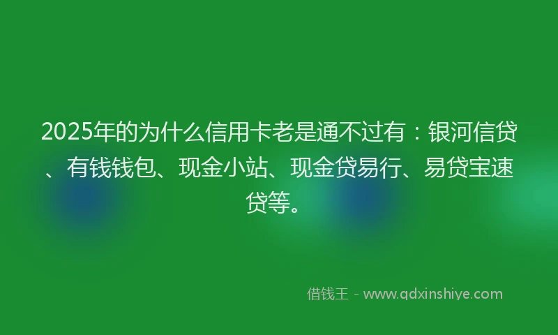 2025年的为什么信用卡老是通不过有：银河信贷、有钱钱包、现金小站、现金贷易行、易贷宝速贷等。