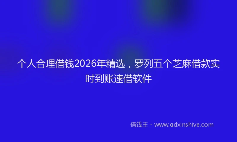 个人合理借钱2026年精选，罗列五个芝麻借款实时到账速借软件