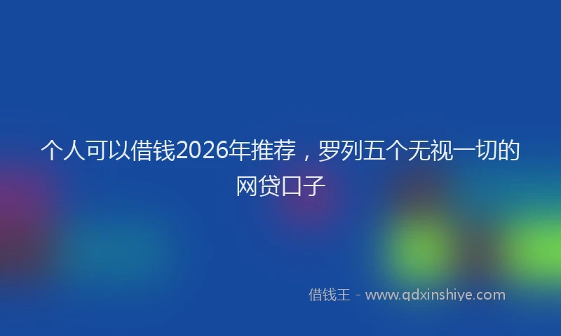 个人可以借钱2026年推荐,罗列五个无视一切的网贷口子
