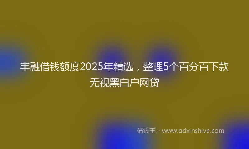 丰融借钱额度2025年精选,整理5个百分百下款无视黑白户网贷