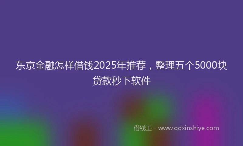 东京金融怎样借钱2025年推荐，整理五个5000块贷款秒下软件