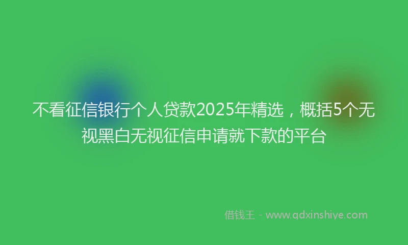 不看征信银行个人贷款2025年精选,概括5个无视黑白无视征信申请就下款的平台