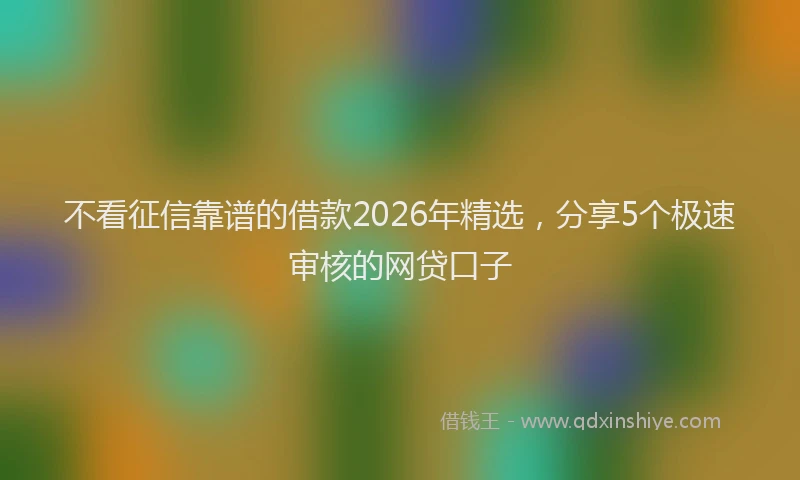 不看征信靠谱的借款2026年精选，分享5个极速审核的网贷口子