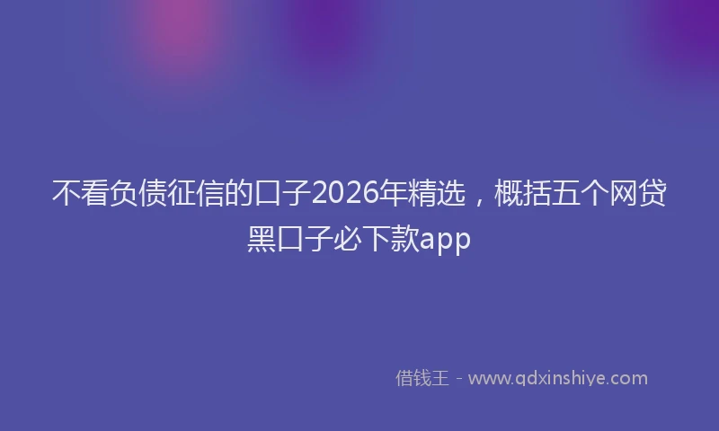 不看负债征信的口子2026年精选，概括五个网贷黑口子必下款app