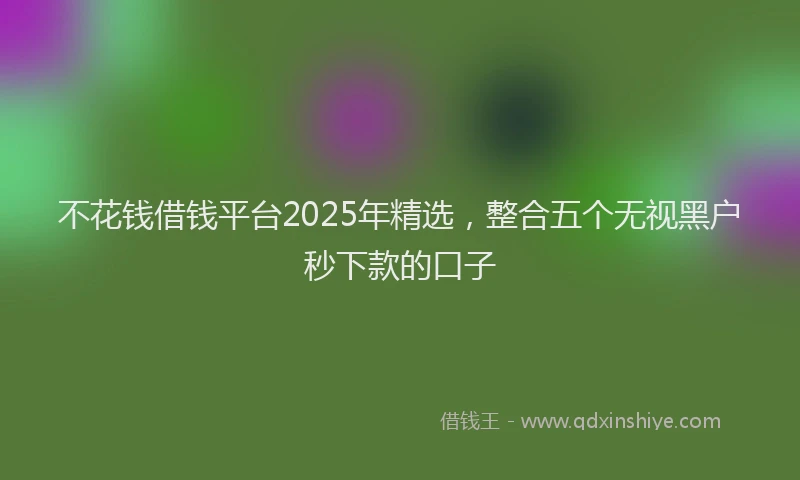 不花钱借钱平台2025年精选,整合五个无视黑户秒下款的口子