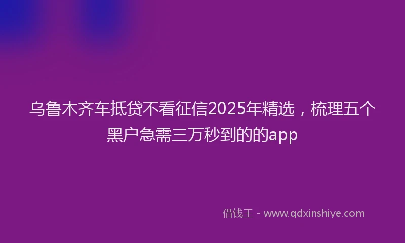 乌鲁木齐车抵贷不看征信2025年精选，梳理五个黑户急需三万秒到的的app