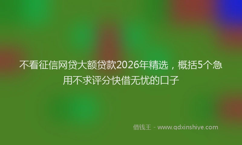 不看征信网贷大额贷款2026年精选，概括5个急用不求评分快借无忧的口子