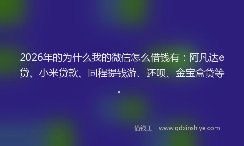 2026年的为什么我的微信怎么借钱有:阿凡达e贷、小米贷款、同程提钱游、还呗、金宝盒贷等。