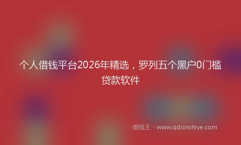 个人借钱平台2026年精选,罗列五个黑户0门槛贷款软件