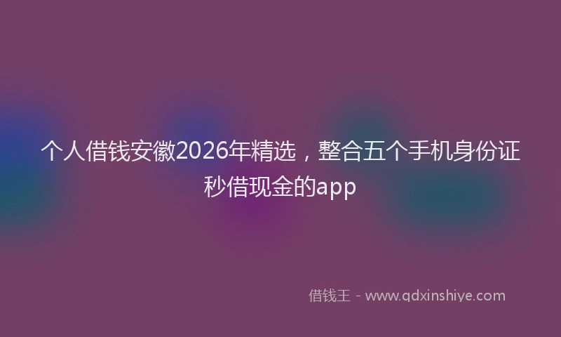 个人借钱安徽2026年精选，整合五个手机身份证秒借现金的app