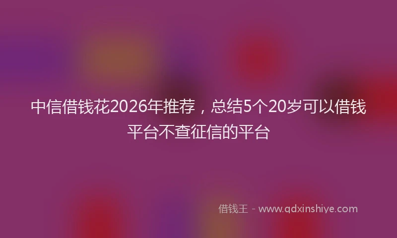中信借钱花2026年推荐，总结5个20岁可以借钱平台不查征信的平台