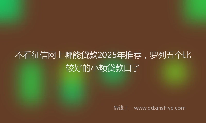 不看征信网上哪能贷款2025年推荐，罗列五个比较好的小额贷款口子