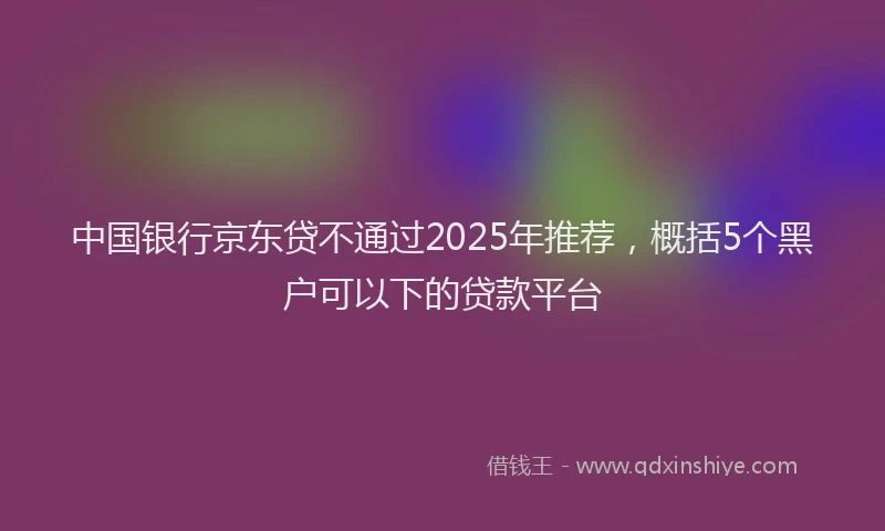 中国银行京东贷不通过2025年推荐，概括5个黑户可以下的贷款平台