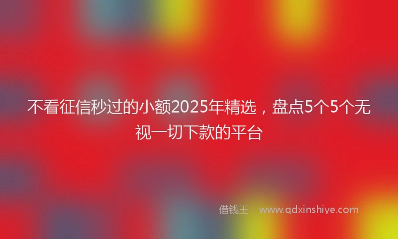不看征信秒过的小额2025年精选，盘点5个5个无视一切下款的平台