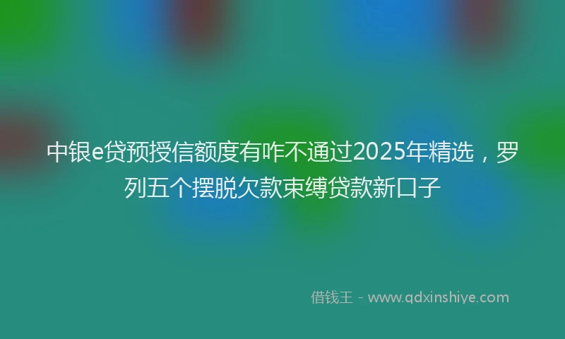 中银e贷预授信额度有咋不通过2025年精选，罗列五个摆脱欠款束缚贷款新口子