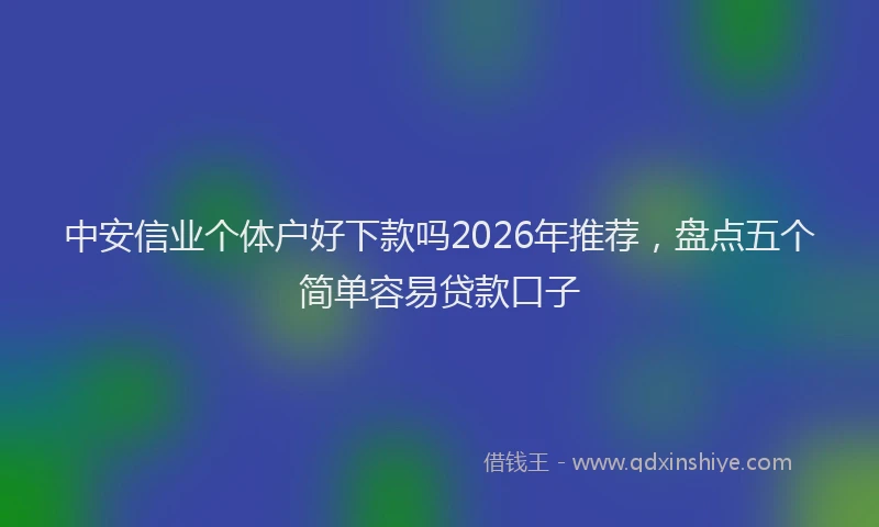 中安信业个体户好下款吗2026年推荐，盘点五个简单容易贷款口子